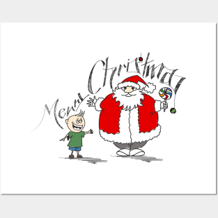 Funny Santa Claus Holding Candy Posters and Art